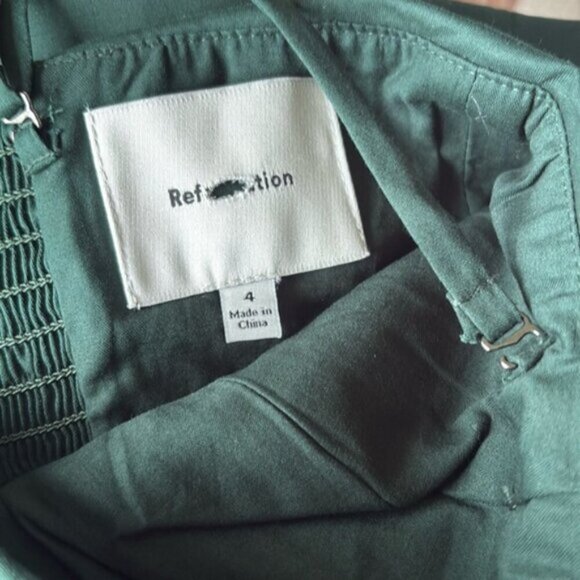 NEW Reformation Lissa Cotton Midi Dress Forest Green Removable Strap | US 4 UK 8 - Picture 9 of 13